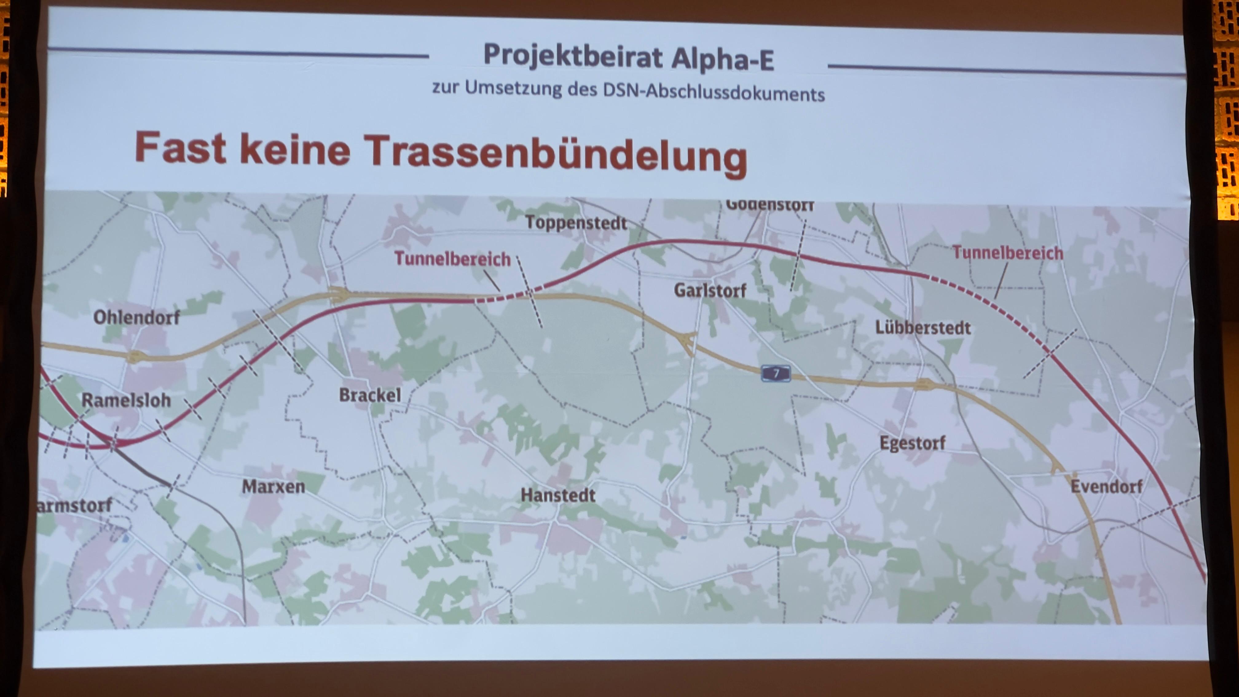 Streckenführung der Neubaustrecke durch die Samgtgeminde